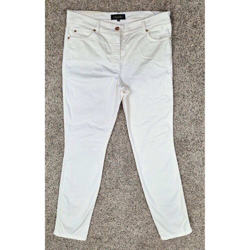 Escada‎ Sport Vanilla Cream Slim Leg Pants Size 42 Gold Hardware J575 1010441 01